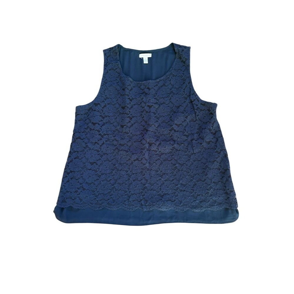 Summer Sleeveless Blouse Tanks Bundle Womens XL Navy Blue White Flip Flop Lace - Picture 7 of 12